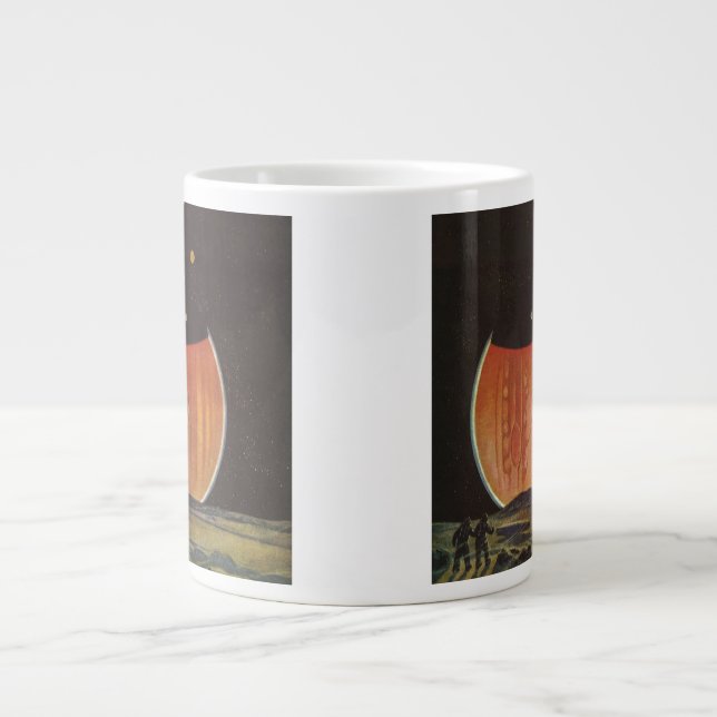 Caneca De Café Grande Ficção científica retrô, astronautas em Ganímedes (Frente)