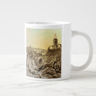 Caneca De Café Grande Ficção Científica Vintage Alienígenas Construção d