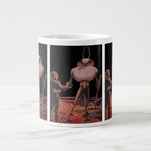 Caneca De Café Grande Ficção Científica Vintage Astronauta Apertar Mão A
