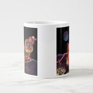 Caneca De Café Grande Ficção Científica Vintage Astronauta com Robô Alie