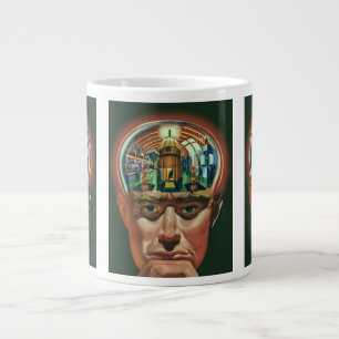 Caneca De Café Grande Ficção científica vintage, cérebro alienígena em l