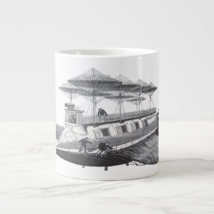 Caneca De Café Grande Ficção científica vintage eclipse de dirigível ste