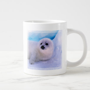 Caneca De Café Grande Filhote de foca harpa coberto de flocos de neve