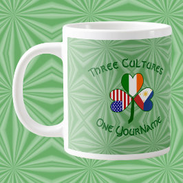 Caneca De Café Grande Filipinas Irlanda EUA Shamrock Flag Personalizado