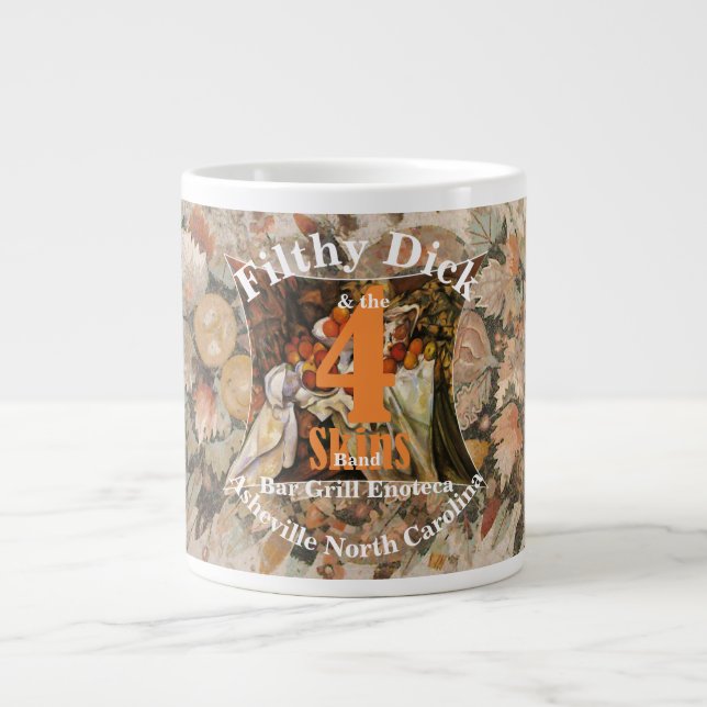 Caneca De Café Grande Filthy Dick e 4 Skins Band Bar Grill Enoteca (Frente)
