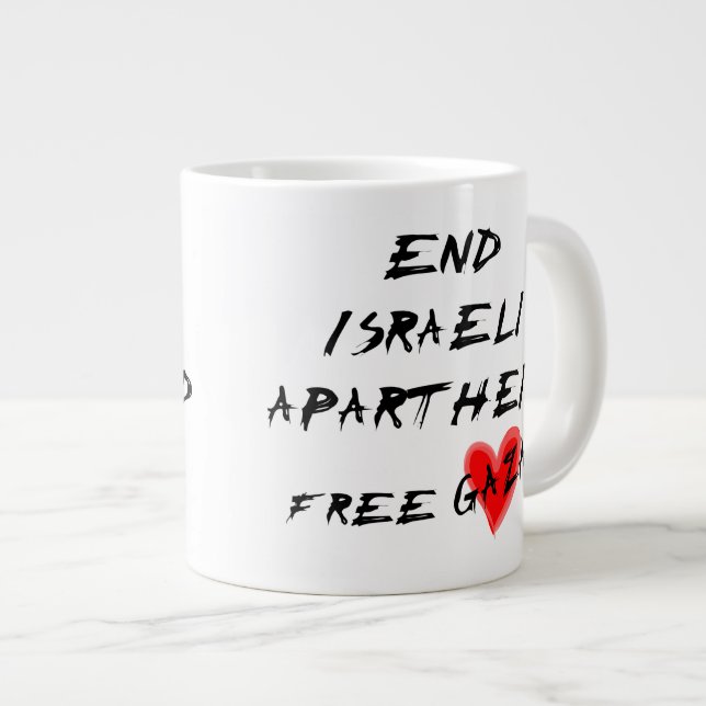 Caneca De Café Grande Fim do apartheid israelense em Gaza (Frente Esquerda)