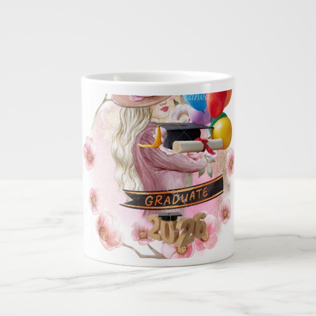 Caneca De Café Grande Finalmente! Graduado da Turma de 2026 (Frente)