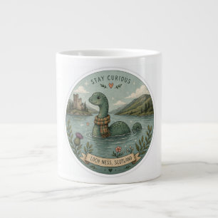 Caneca De Café Grande Fique Curioso Cryptid Aconchegante Nessie Monstro 