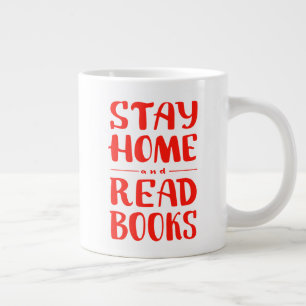Caneca De Café Grande Fique em casa e leia os livros