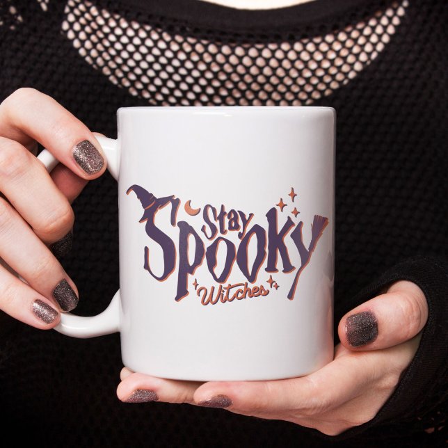 Caneca De Café Grande Fique Feliz Bruxas Bruxas Bruxas Halloween Engraça (Stay Spooky Witches Witch Halloween Funny Giant Coffee Mug)