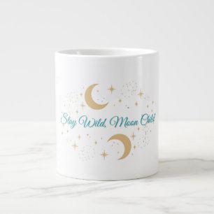 Caneca De Café Grande Fique Selvagem Criança da Lua – Arte Minimalista C