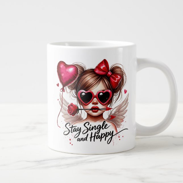 Caneca De Café Grande Fique Solteira & Feliz (Direita)