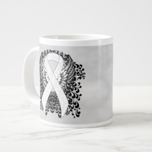 Caneca De Café Grande Fita de Sensibilização Branca com Asas