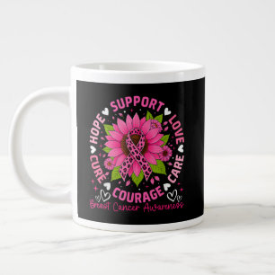 Caneca De Café Grande Fita Rosa de Conscientização do Câncer de Mama Gir