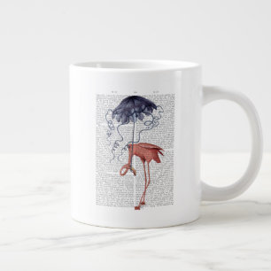 Caneca De Café Grande Flamingo e Parasol