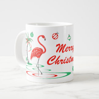 Caneca De Café Grande Flamingo Vermelho de Natal jumbo de Natal
