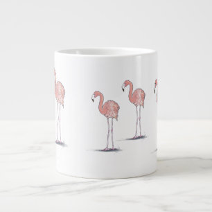 Caneca De Café Grande Flamingos cor-de-rosa divertida e Caneta de tinta
