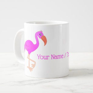 Caneca De Café Grande Flamingos Felizes E Bonitos - Seu Nome / Texto / C