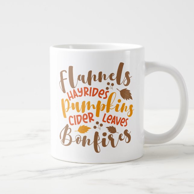 Caneca De Café Grande Flannels Hay Rides Pumpkins Cider Deixa Bonfire (Direita)