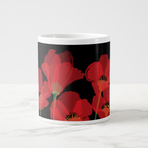 Caneca De Café Grande Fleurs Routers Sur Noir