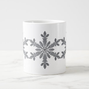 Caneca De Café Grande Floco de neve botânico escuro em preto