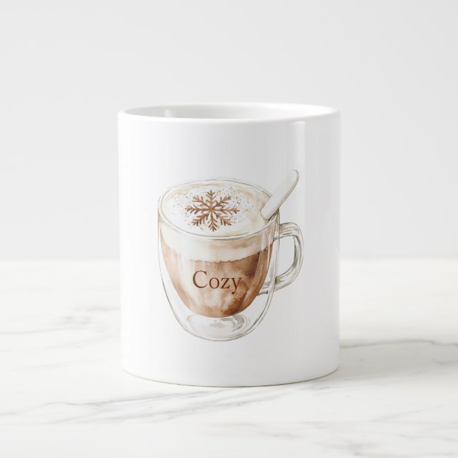 Caneca De Café Grande Floco de Neve de Cacau Aconchegante (Frente)
