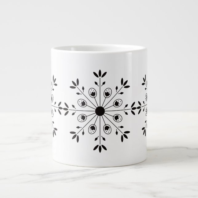 Caneca De Café Grande Floco de neve de Natal moderno escandinavo (Frente)