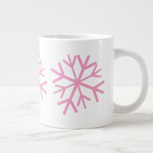Caneca De Café Grande Floco de Neve Simples Desenhado à Mão Branco Rosa