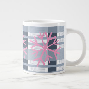 Caneca De Café Grande Floco de Neve Simples Desenhado à Mão Branco Xadre