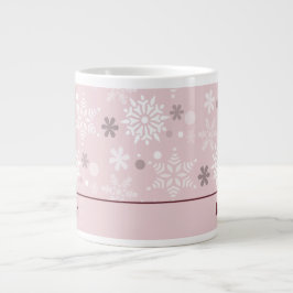 Caneca De Café Grande Flocos de neve cor-de-rosa-inverno Flocos de Natal