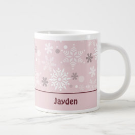 Caneca De Café Grande Flocos de neve cor-de-rosa-inverno Flocos de Natal