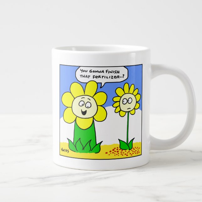Caneca De Café Grande Flor Amarelo Engraçado e Engraçado no Jardineiro d (Direita)