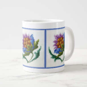 Caneca De Café Grande Flor brilhante bordada mão