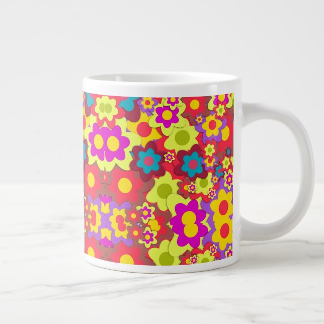 Caneca De Café Grande Flor Colorida (Direita)