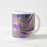 Caneca De Café Grande Flor de Arte Abstrato, Enérgica e Colorida<br><div class="desc">Uma flor de fantasia multicolor e poderosa,  uma única Design de Arte Fractal floral para a sua caneca de café gigante e muito mais.</div>