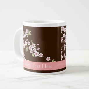 Caneca De Café Grande Flor de Dogwood Rosa/Marrom Personalizado
