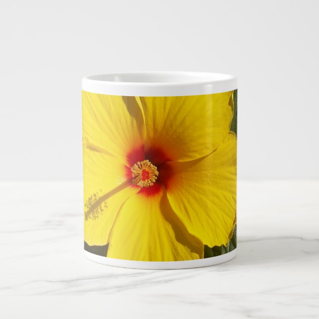 Caneca De Café Grande Flor de Hibiscus Amarelo (Frente)