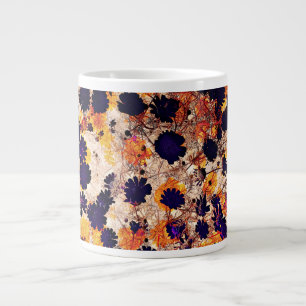 Caneca De Café Grande Flor de margarida amarela padrão floral arte digit