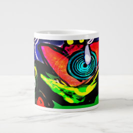 Caneca De Café Grande Flor de primavera e sapo