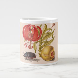 Caneca De Café Grande Flor, Fruta e Besouro Rinoceronte de Pomegranato