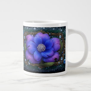 Caneca De Café Grande Flor Luxuosa Com Moldura Ornamentada
