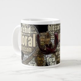 Caneca De Café Grande Flor Orquídea Sobre Nuvem Negra