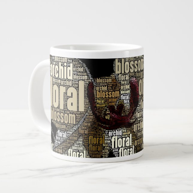 Caneca De Café Grande Flor Orquídea Sobre Nuvem Negra (Frente Esquerda)