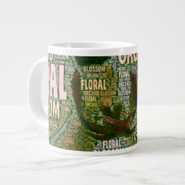 Caneca De Café Grande Flor Orquídea Sobre Nuvem Verde