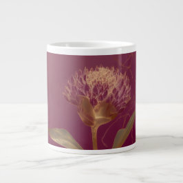 Caneca De Café Grande Flor Protea Dourada Bordô Ilustração Botânica