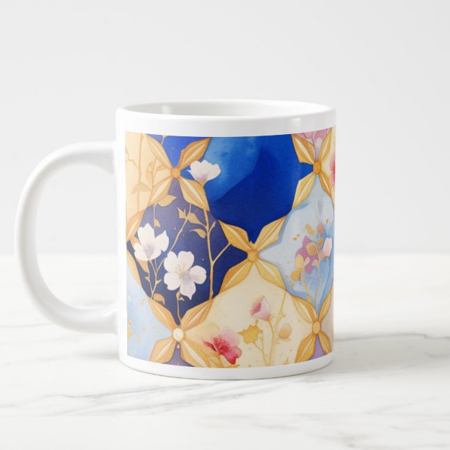 Caneca De Café Grande Flor quadrado 005 (Esquerda)