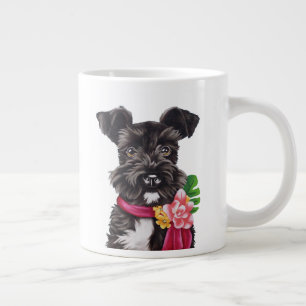 Caneca De Café Grande Flor Schnauzer