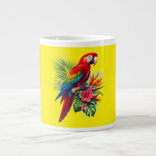 Caneca De Café Grande Flor tropical de arara vermelha