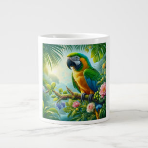 Caneca De Café Grande Flor tropical de macau verde