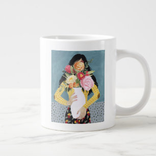 Caneca De Café Grande Flor Vase Girl